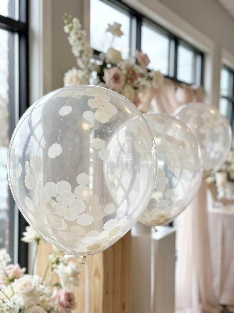 Ivory Confetti Balloons, Wedding Bridal Shower Decorations (12" Latex)