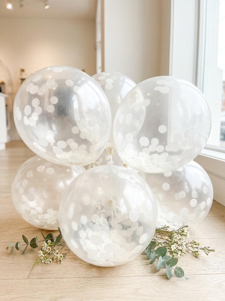 Ivory Confetti Balloons, Wedding Bridal Shower Decorations (12" Latex)