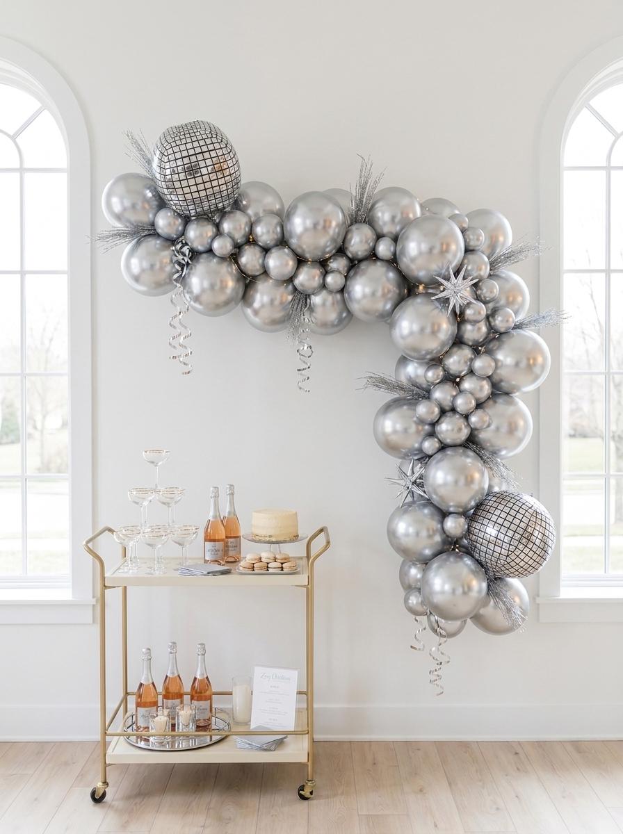 New Year’s Eve Balloon Garland Kit With Disco Ball Balloons