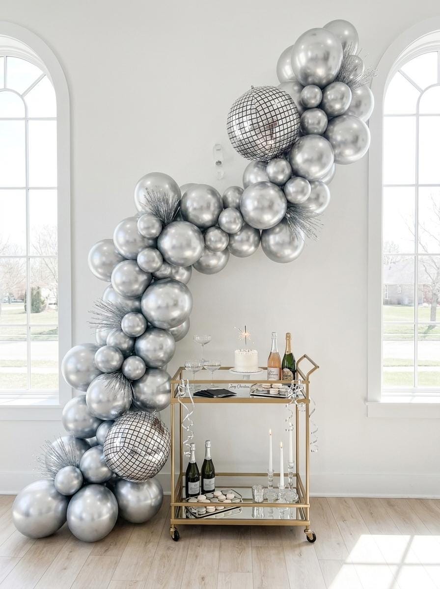 New Year’s Eve Balloon Garland Kit With Disco Ball Balloons