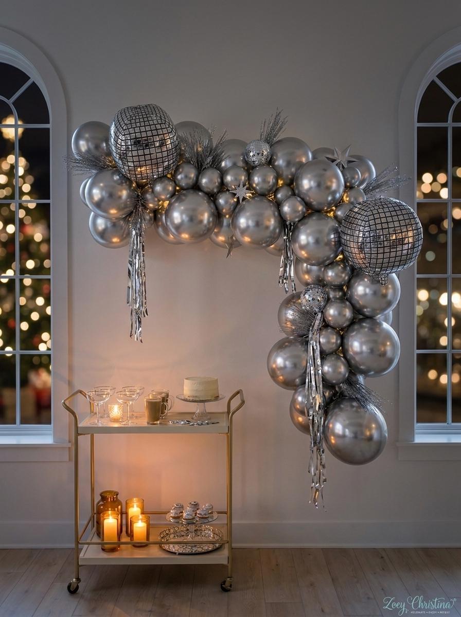 New Year’s Eve Balloon Garland Kit With Disco Ball Balloons