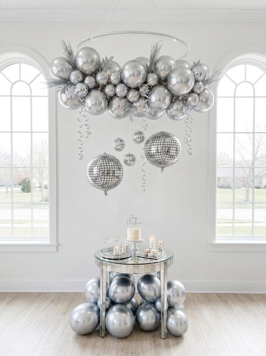 New Year’s Eve Balloon Garland Kit With Disco Ball Balloons