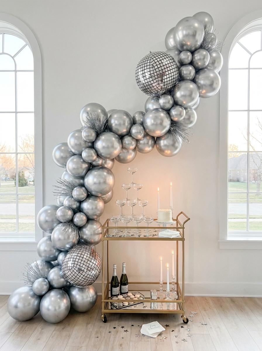 New Year’s Eve Balloon Garland Kit With Disco Ball Balloons