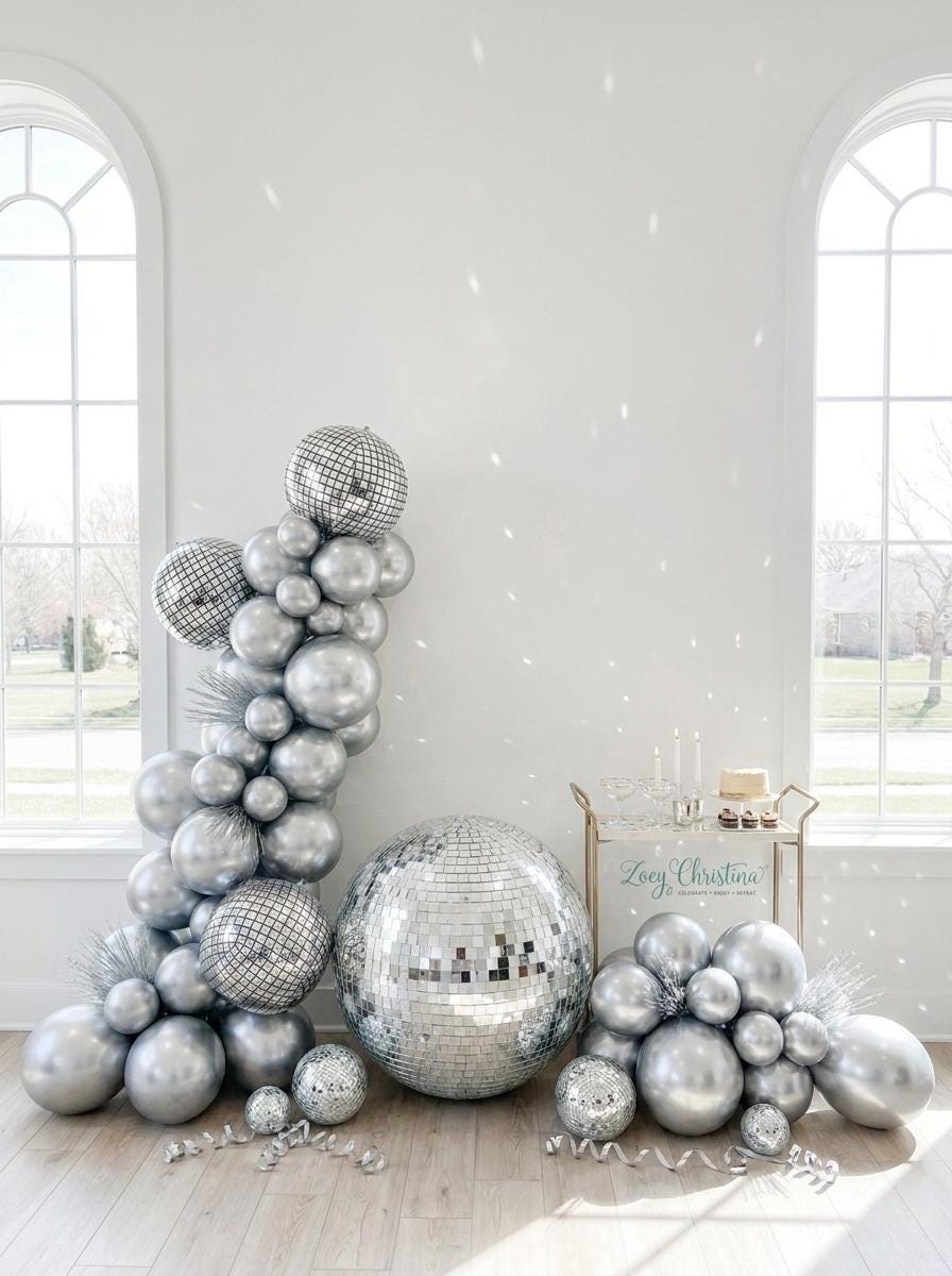 New Year’s Eve Balloon Garland Kit With Disco Ball Balloons