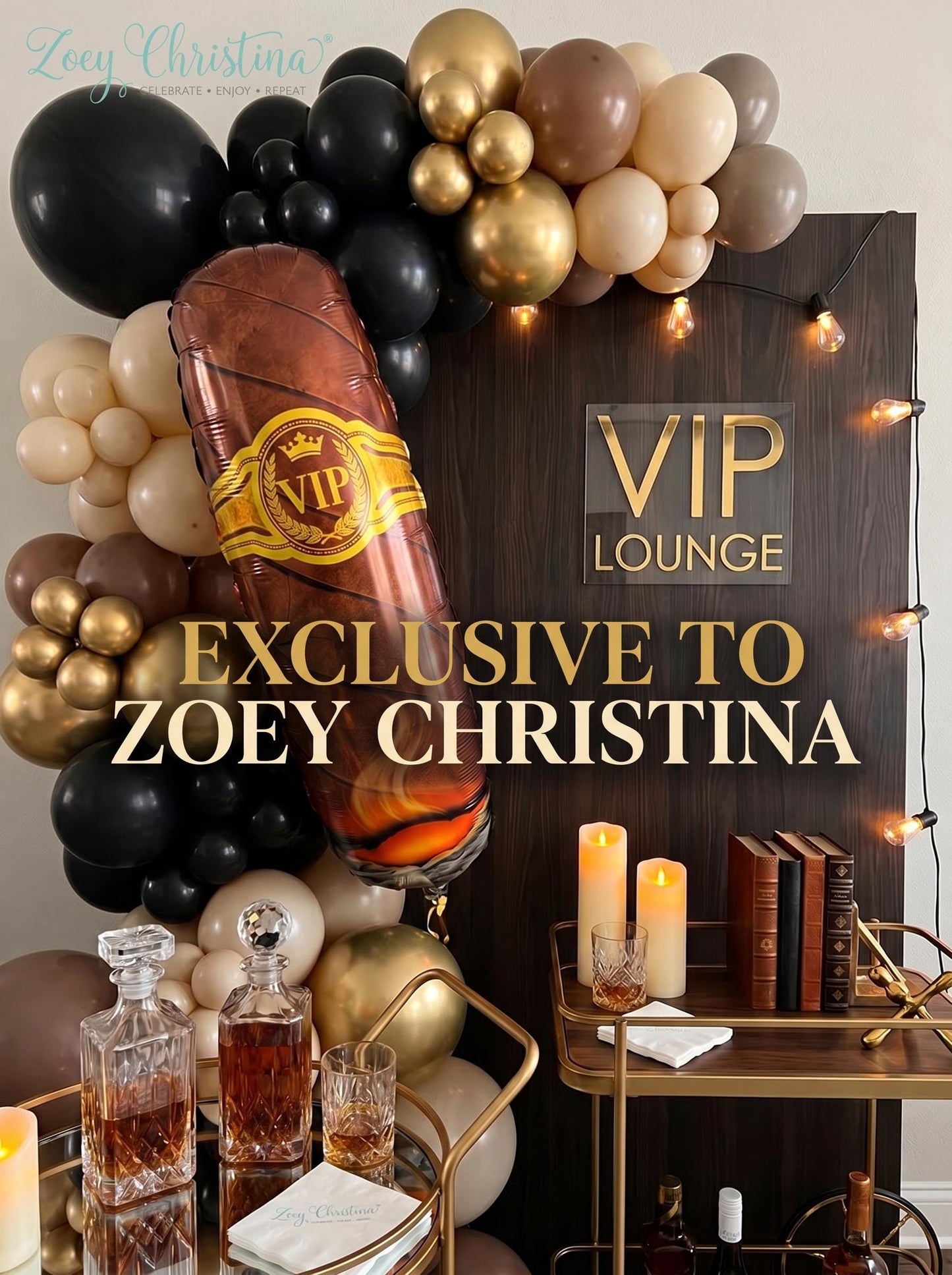 Cigar Foil Balloon:  Mens birthday party decor
