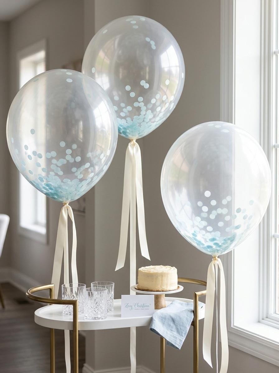 Pastel Blue Jumbo Confetti Balloons: Light blue bouquet (3pack)
