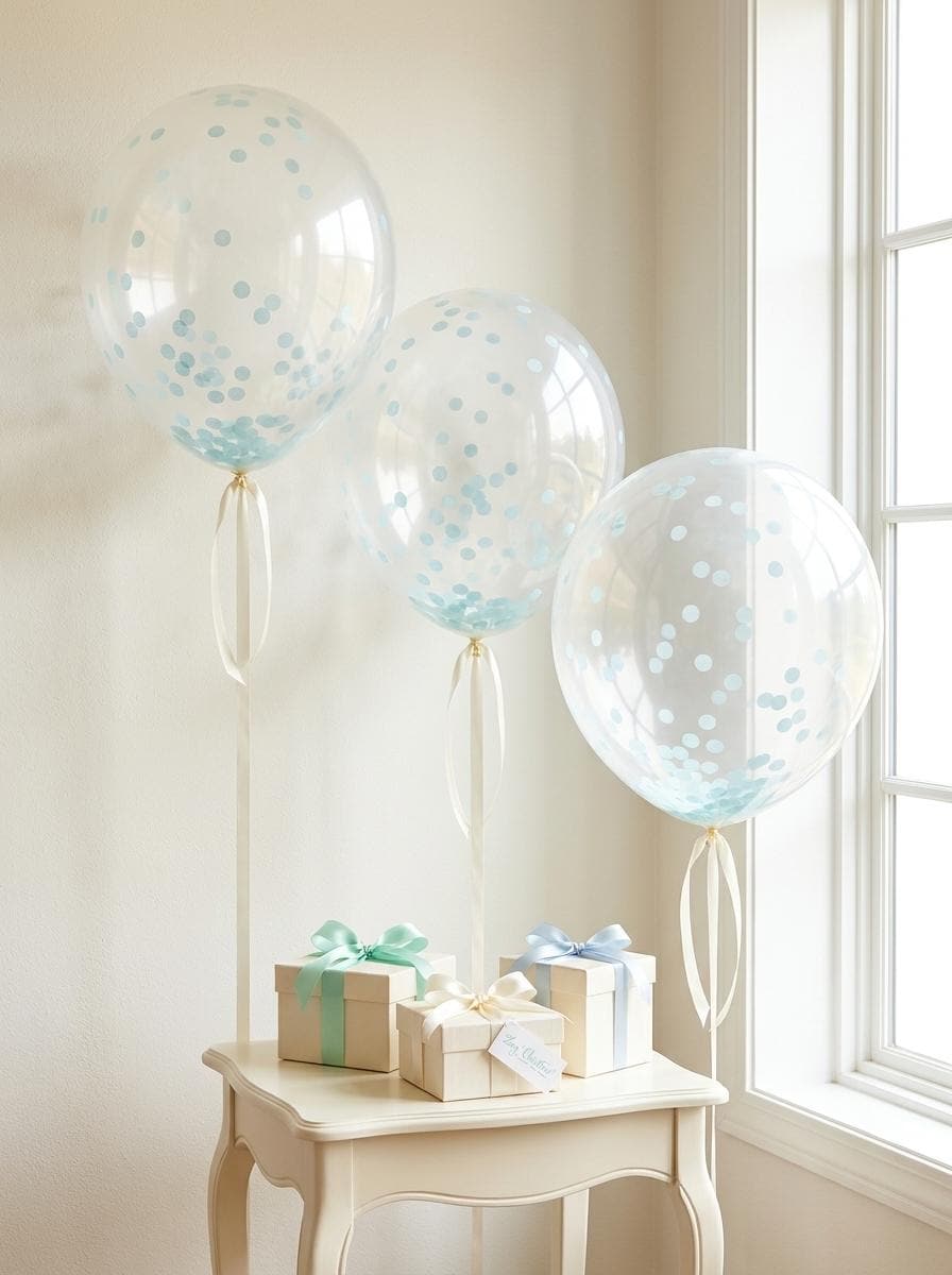Pastel Blue Jumbo Confetti Balloons: Light blue bouquet (3pack)