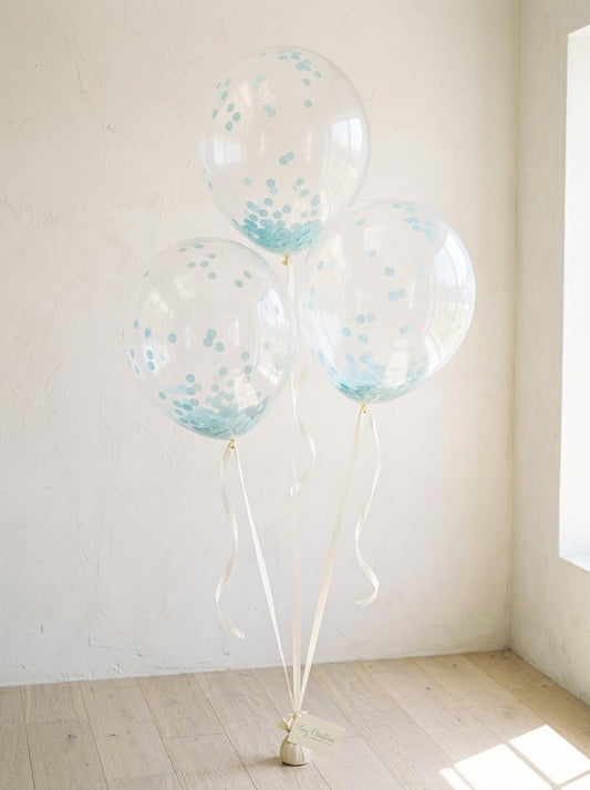 Pastel Blue Jumbo Confetti Balloons: Light blue bouquet (3pack)