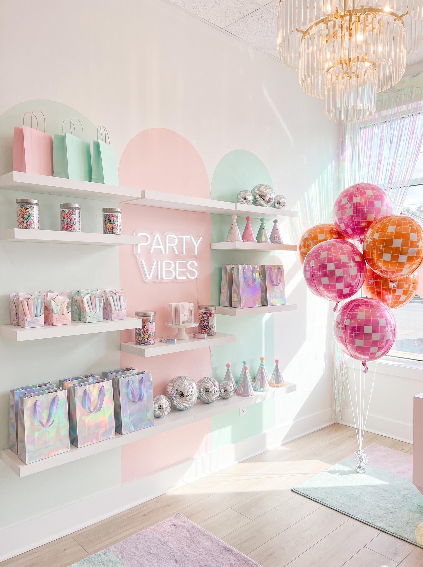 Pink or Orange Disco Ball Foil Balloon, New Year’s Eve Party Decor