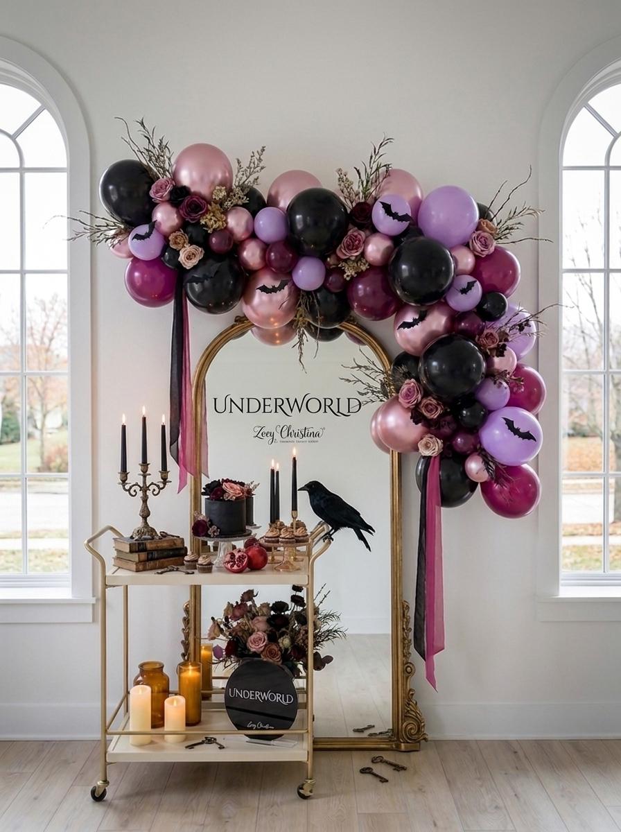 Underworld Halloween Balloon Garland Kit, Purple Black Gothic Witch Party Decorations