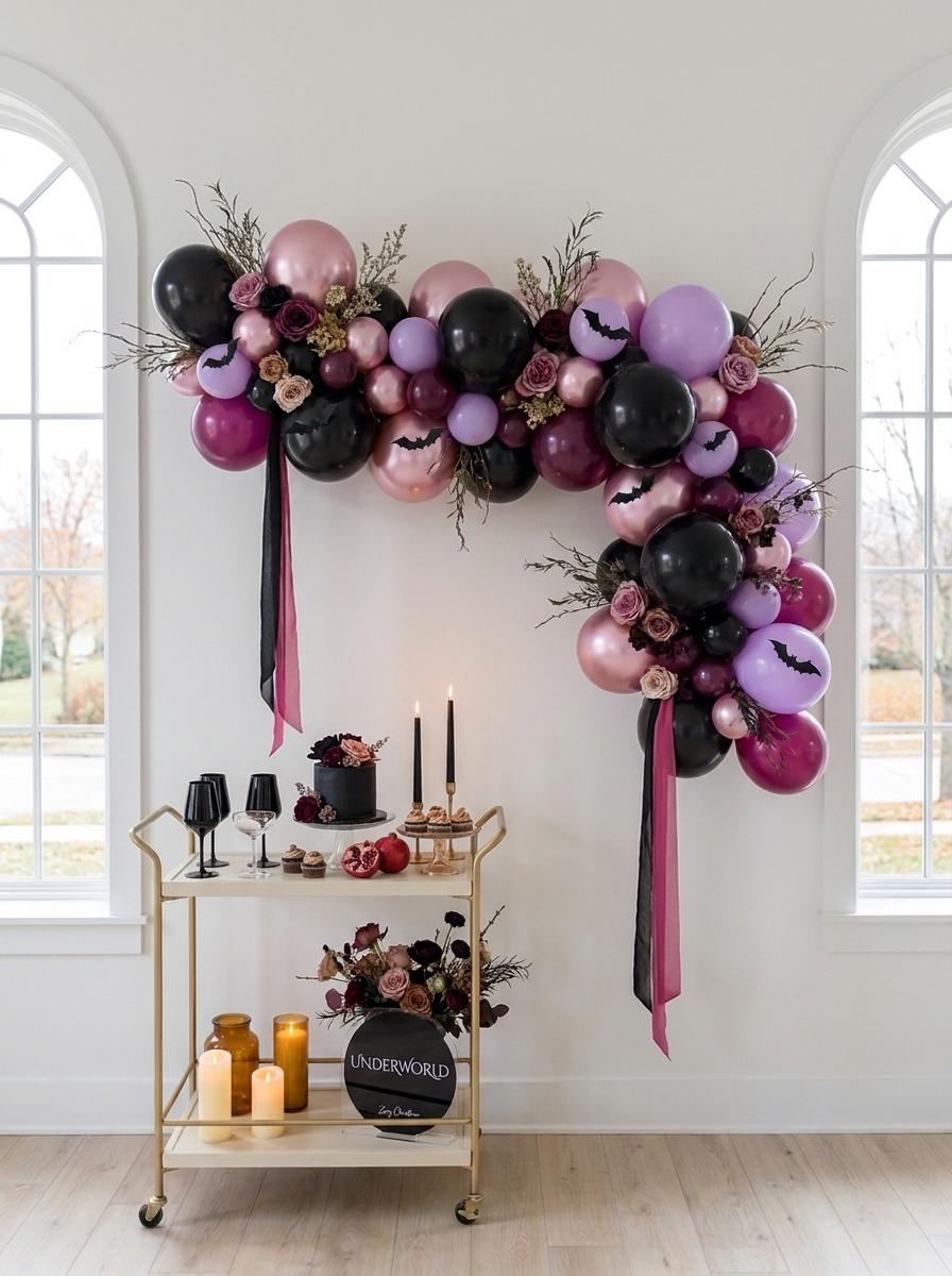 Underworld Halloween Balloon Garland Kit, Purple Black Gothic Witch Party Decorations