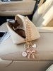 Pink Bow Initial Bag Charm, Gold-Tone Clip-On Personalized Keychain With Heart Accent