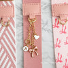 Pink Bow Initial Bag Charm, Gold-Tone Clip-On Personalized Keychain With Heart Accent