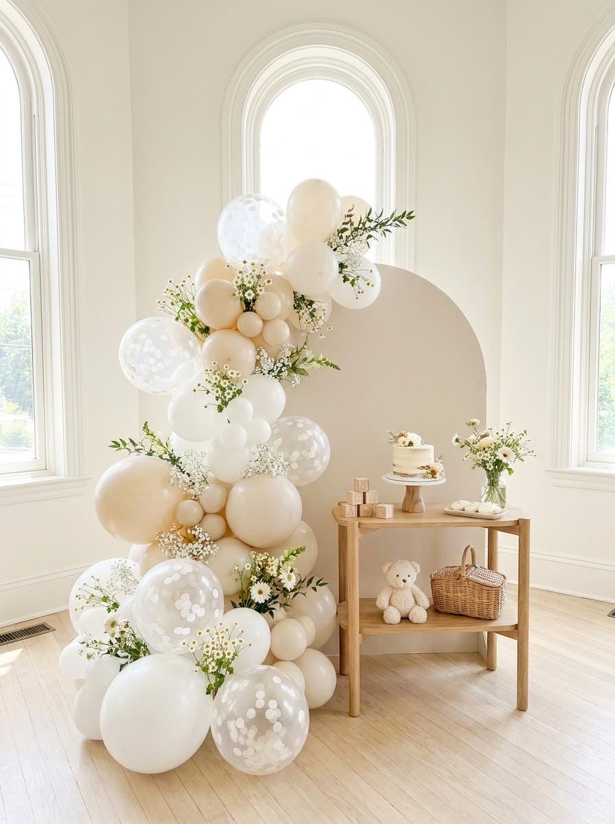 Ivory Confetti Balloons, Wedding Bridal Shower Decorations (12" Latex)