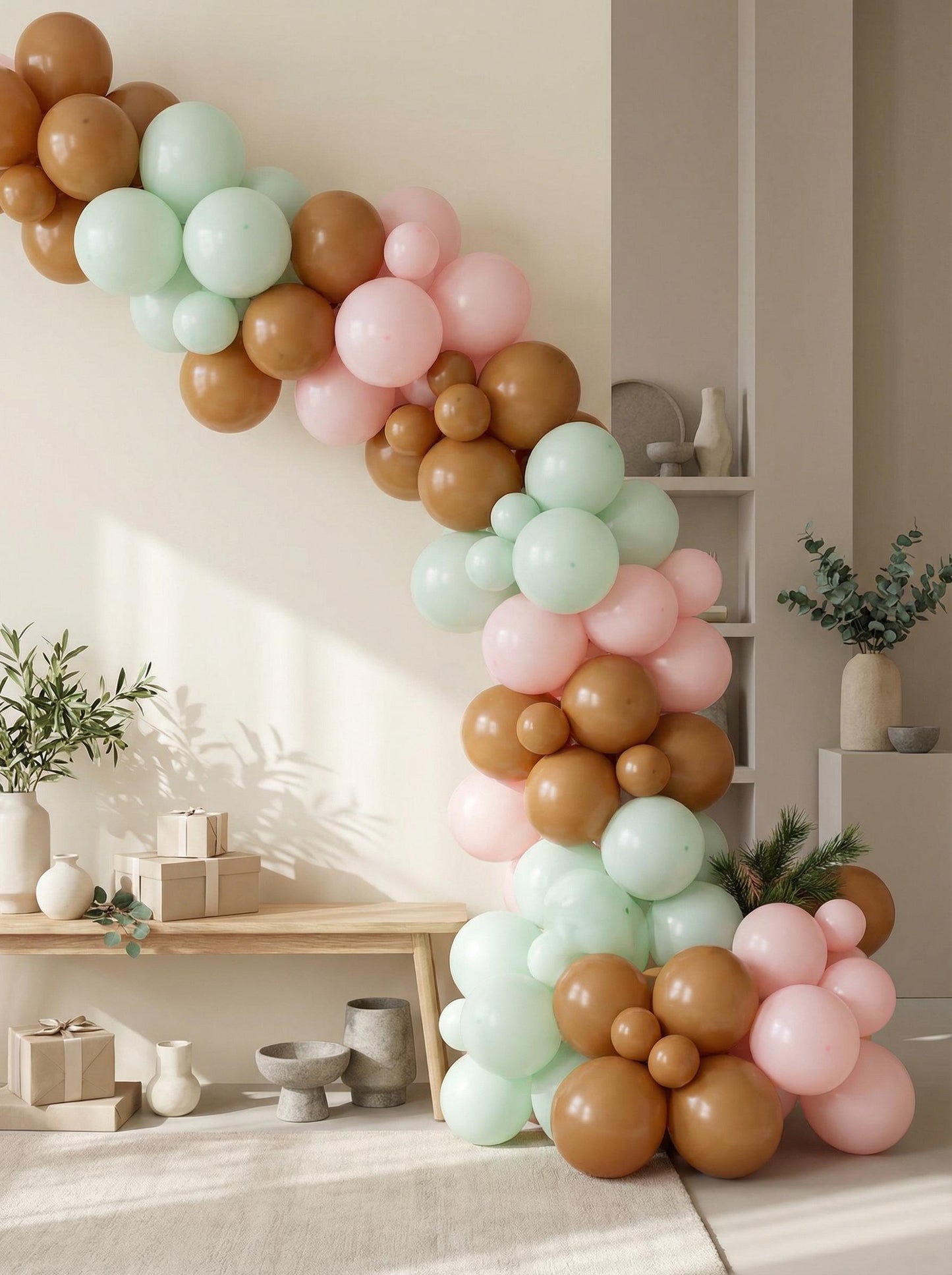 Pink Gingerbread Balloon Garland Kit, Pastel Christmas Balloon Arch, Holiday Party Decorations