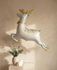 Reindeer Foil Balloon: 49 Inch White and Gold Holographic Christmas Decor