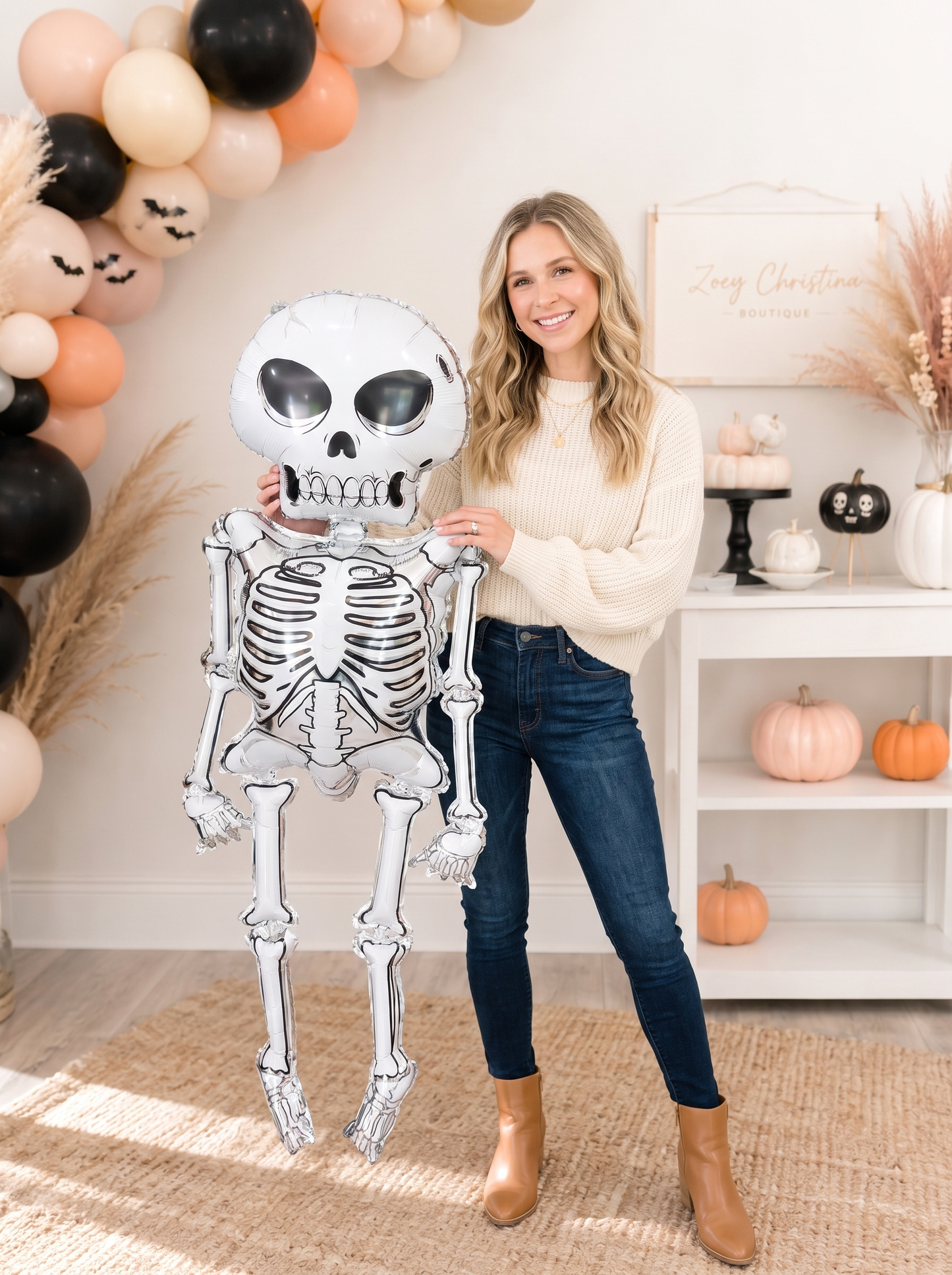 💀 Jumbo Skeleton Foil Balloon – Approx. 60" Tall