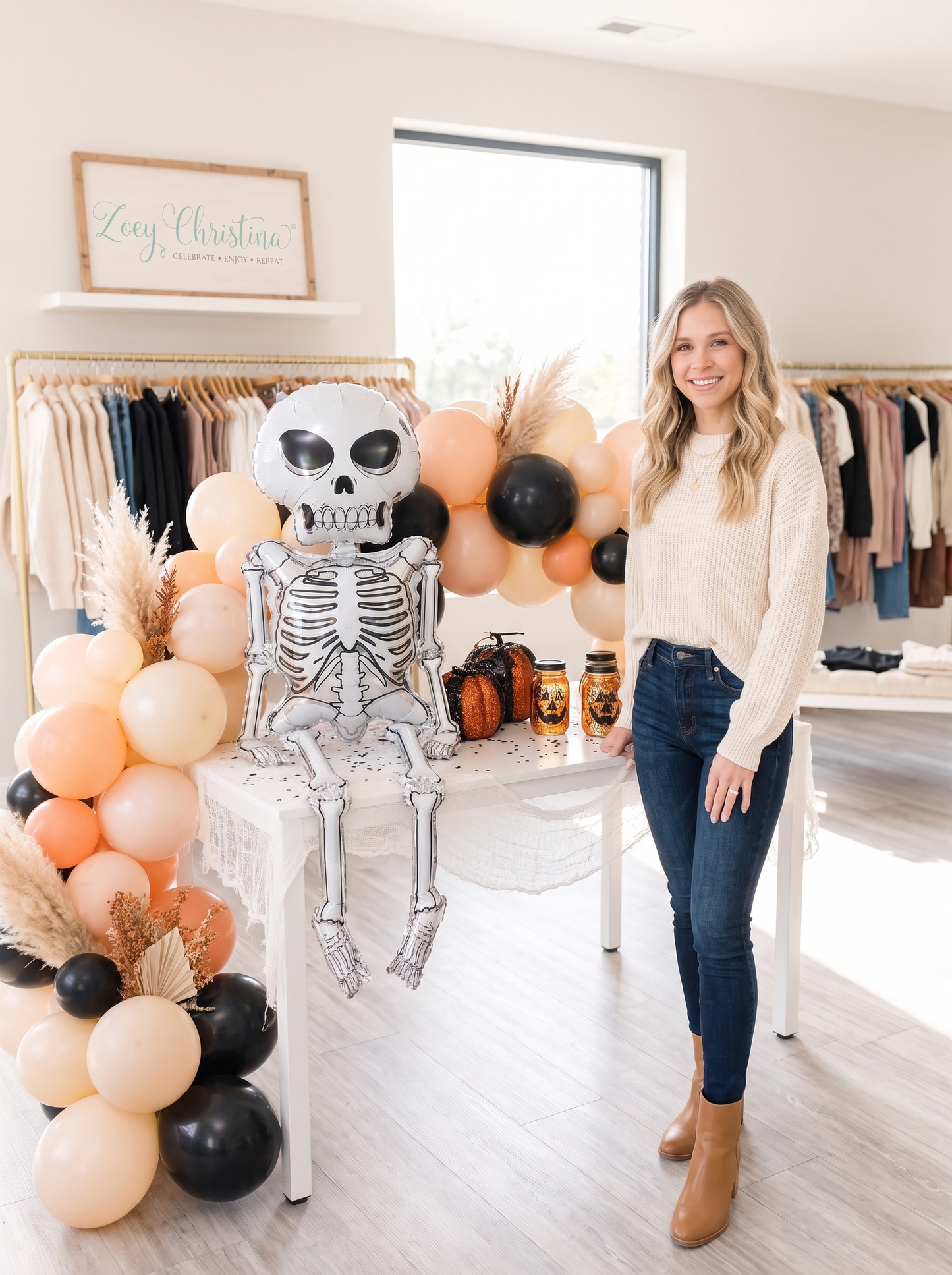 💀 Jumbo Skeleton Foil Balloon – Approx. 60" Tall