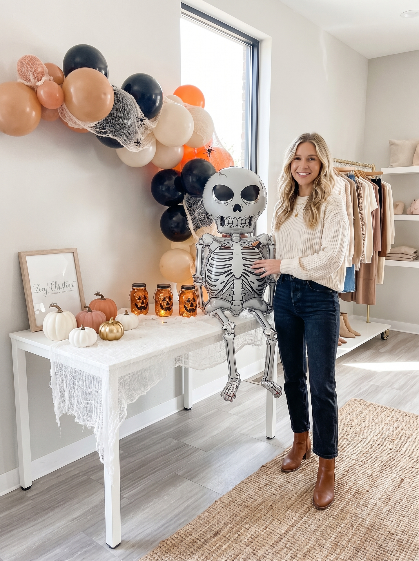 💀 Jumbo Skeleton Foil Balloon – Approx. 60" Tall