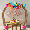 🌴 Tropical "Last Splash" Balloon Garland Kit – 6 Ft Arch with Palm Leaves & Foil Letters