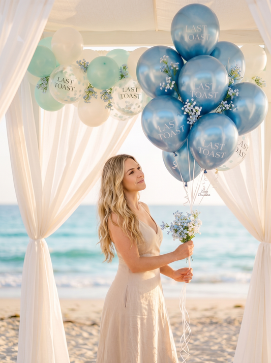 Last Toast Balloon – Blue Chrome or Confetti Clear | Bachelorette Party Balloon | Beachy Bach Decor | Ocean-Themed Bridal Party Balloons