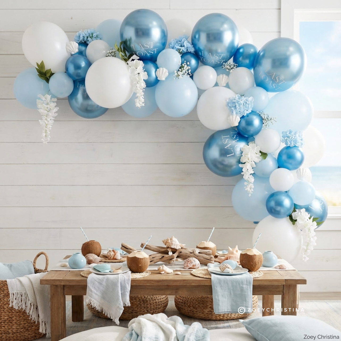 Last Toast on the Coast Balloon Garland Kit, Coastal Bachelorette Party Decorations, Beach Bridal Shower Balloons, Blue Ocean Theme Arch