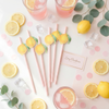 Lemon Paper Straws – 12-Pack Yellow or Pink Straws for Lemonade Stands & Summer Parties