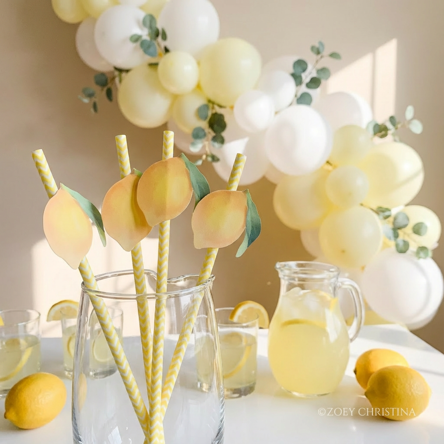Lemon Paper Straws – 12-Pack Yellow or Pink Straws for Lemonade Stands & Summer Parties