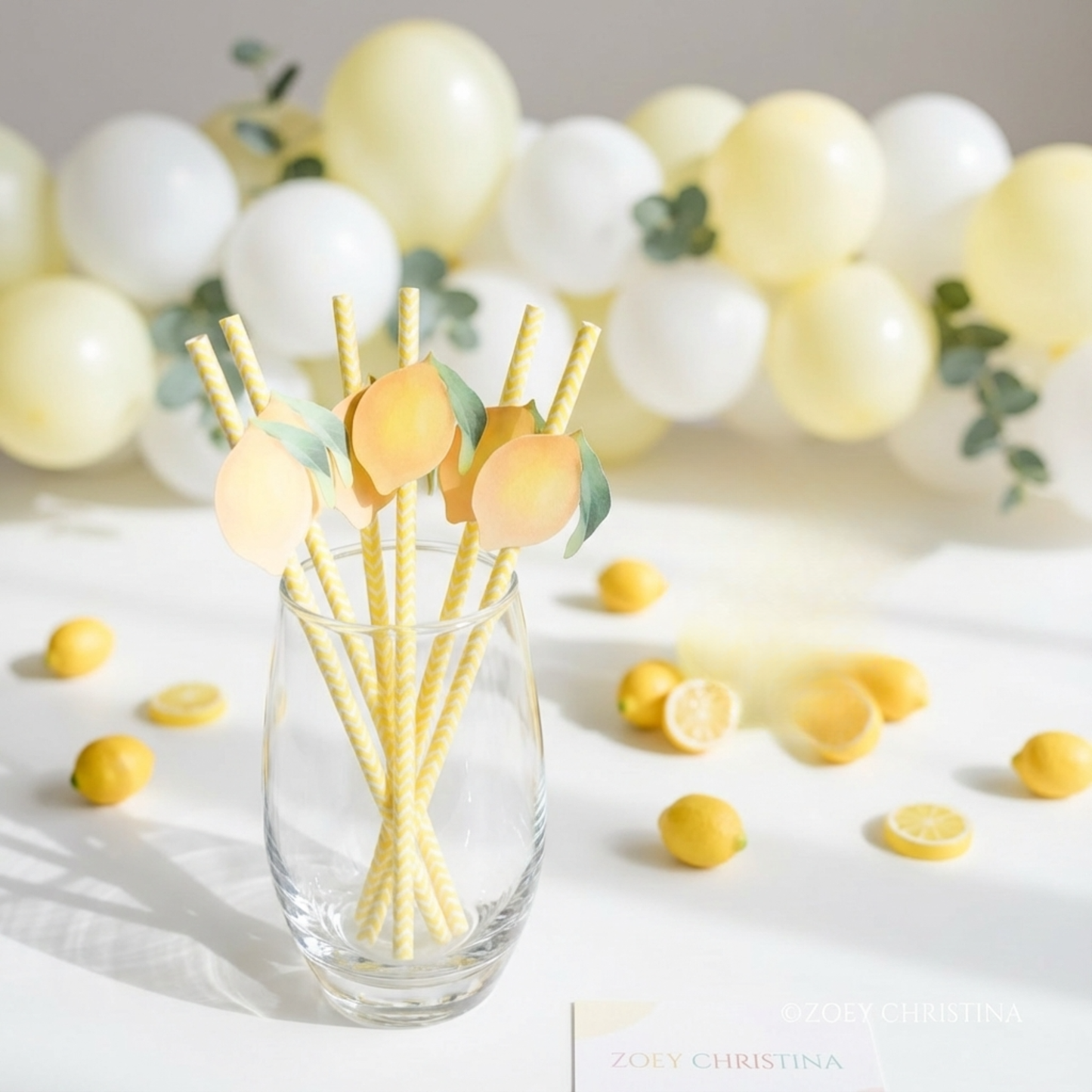 Lemon Paper Straws – 12-Pack Yellow or Pink Straws for Lemonade Stands & Summer Parties