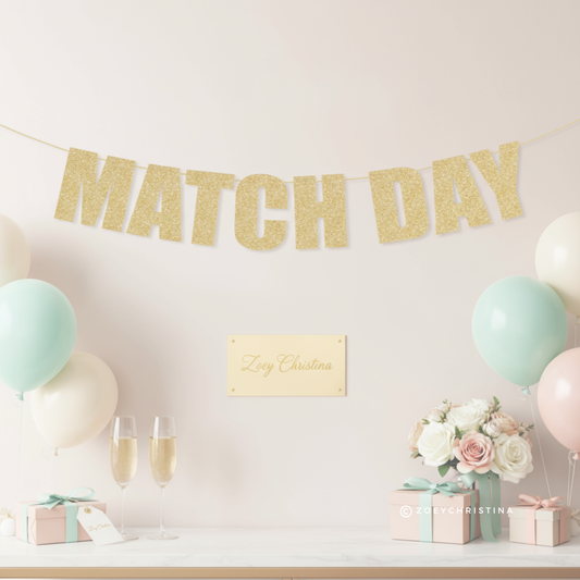 Residency Match Banner – Gold Glitter Medical Match Day Party Decoration