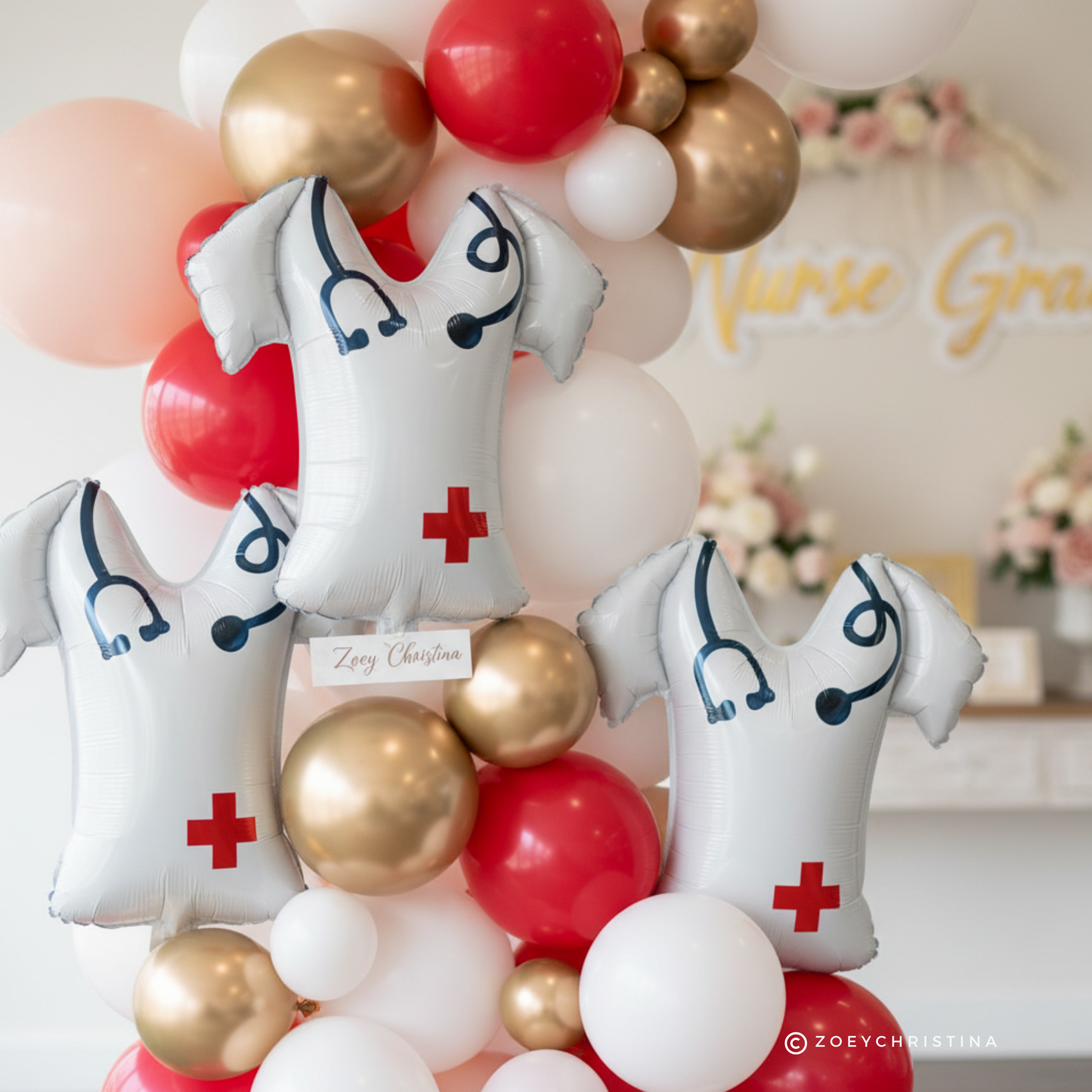 Medical-Themed Nurse Scrub Balloon – 18” Hand-Drawn Party Decoration