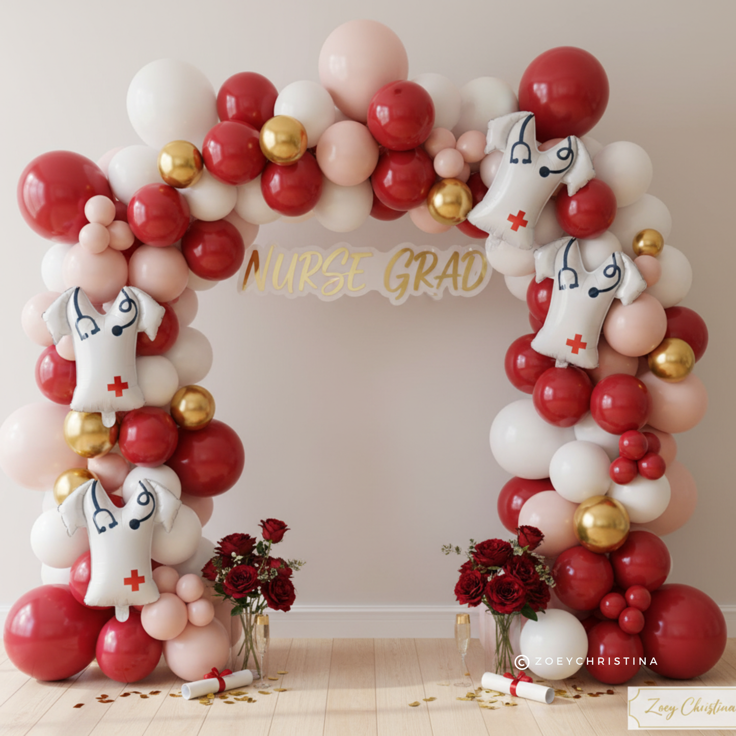 Medical-Themed Nurse Scrub Balloon – 18” Hand-Drawn Party Decoration