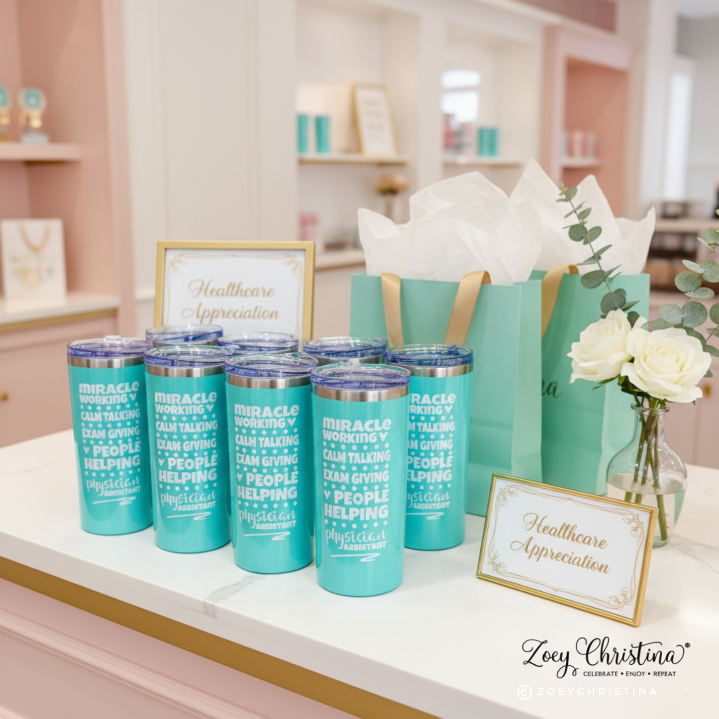 Physician Assistant Iridescent Tumbler: Mint Blue or Purple Stainless Steel Travel Cup