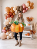 Cute Orange Pumpkin Foil Balloon with Green Stem & Leaves - Fall Party, Harvest