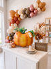 Cute Orange Pumpkin Foil Balloon with Green Stem & Leaves - Fall Party, Harvest