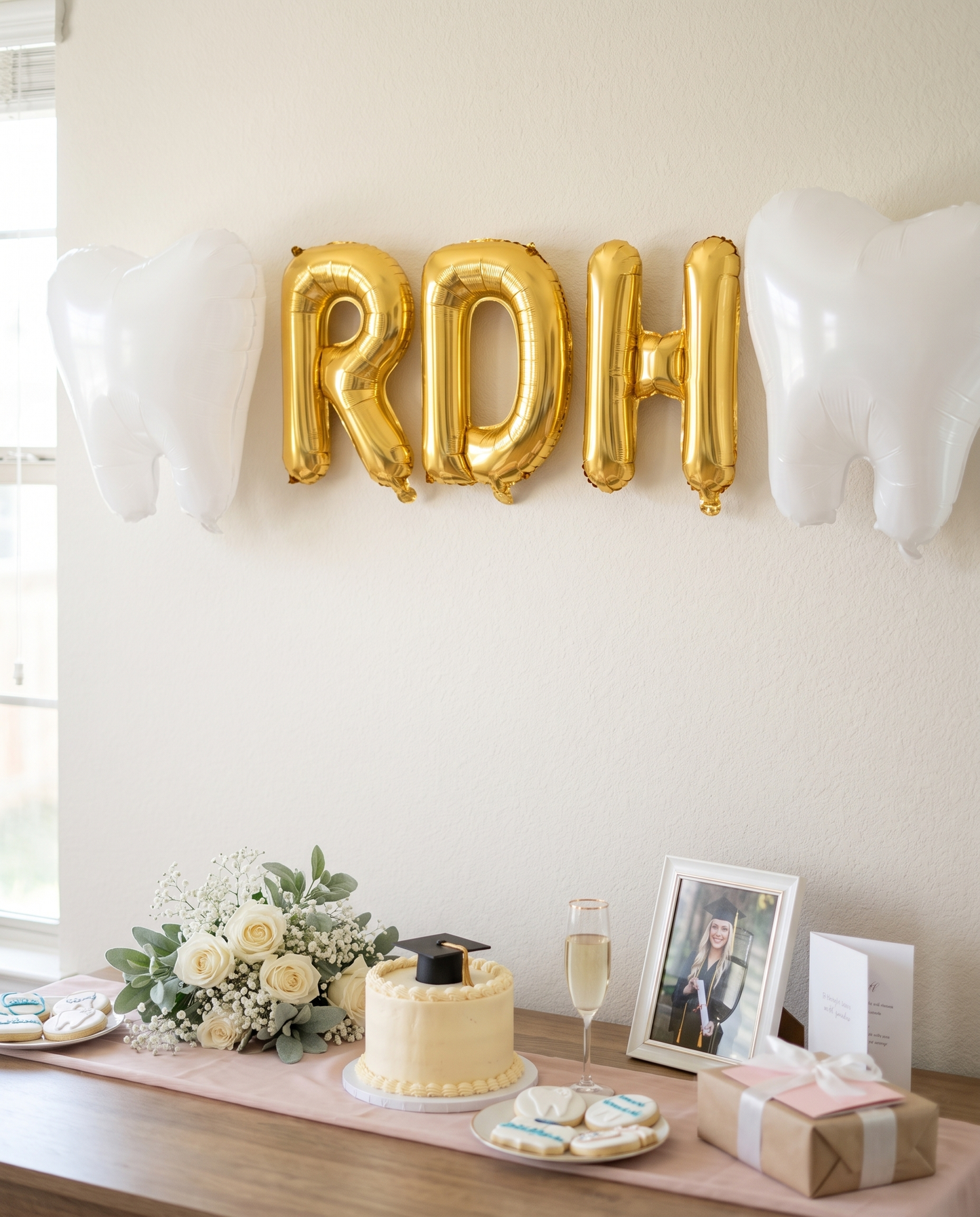 RDH Graduation Balloon Set with Tooth Balloons | Dental Hygienist Graduation Party Decor