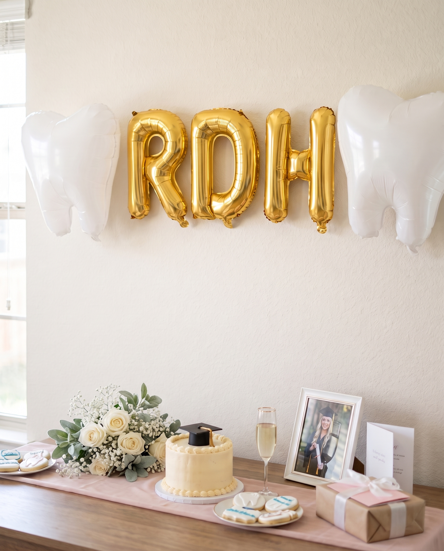 RDH Graduation Balloon Set with Tooth Balloons | Dental Hygienist Graduation Party Decor