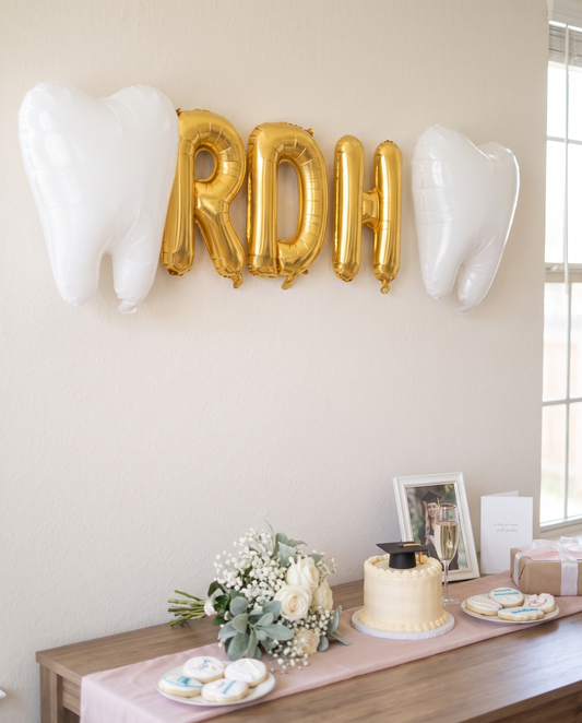 RDH Graduation Balloon Set with Tooth Balloons | Dental Hygienist Graduation Party Decor