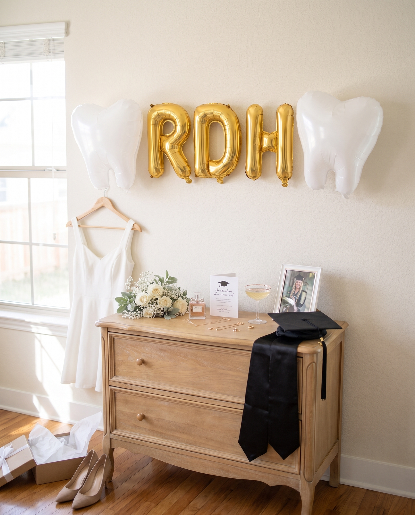 RDH Graduation Balloon Set with Tooth Balloons | Dental Hygienist Graduation Party Decor
