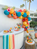 Vintage Groovy Balloon Arch – Dark Retro Colors with Foil Daisy Balloons