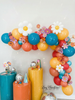 Vintage Groovy Balloon Arch – Dark Retro Colors with Foil Daisy Balloons