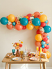 Vintage Groovy Balloon Arch – Dark Retro Colors with Foil Daisy Balloons