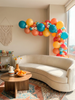 Vintage Groovy Balloon Arch – Dark Retro Colors with Foil Daisy Balloons