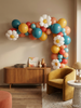 Vintage Groovy Balloon Arch – Dark Retro Colors with Foil Daisy Balloons