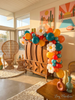 Vintage Groovy Balloon Arch – Dark Retro Colors with Foil Daisy Balloons