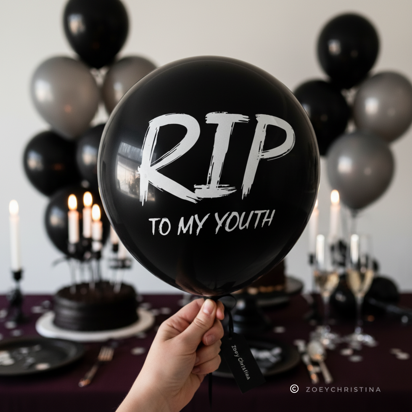 RIP to My Youth Black Latex Balloons – 12” Over-the-Hill & Spooky Birthday Decor