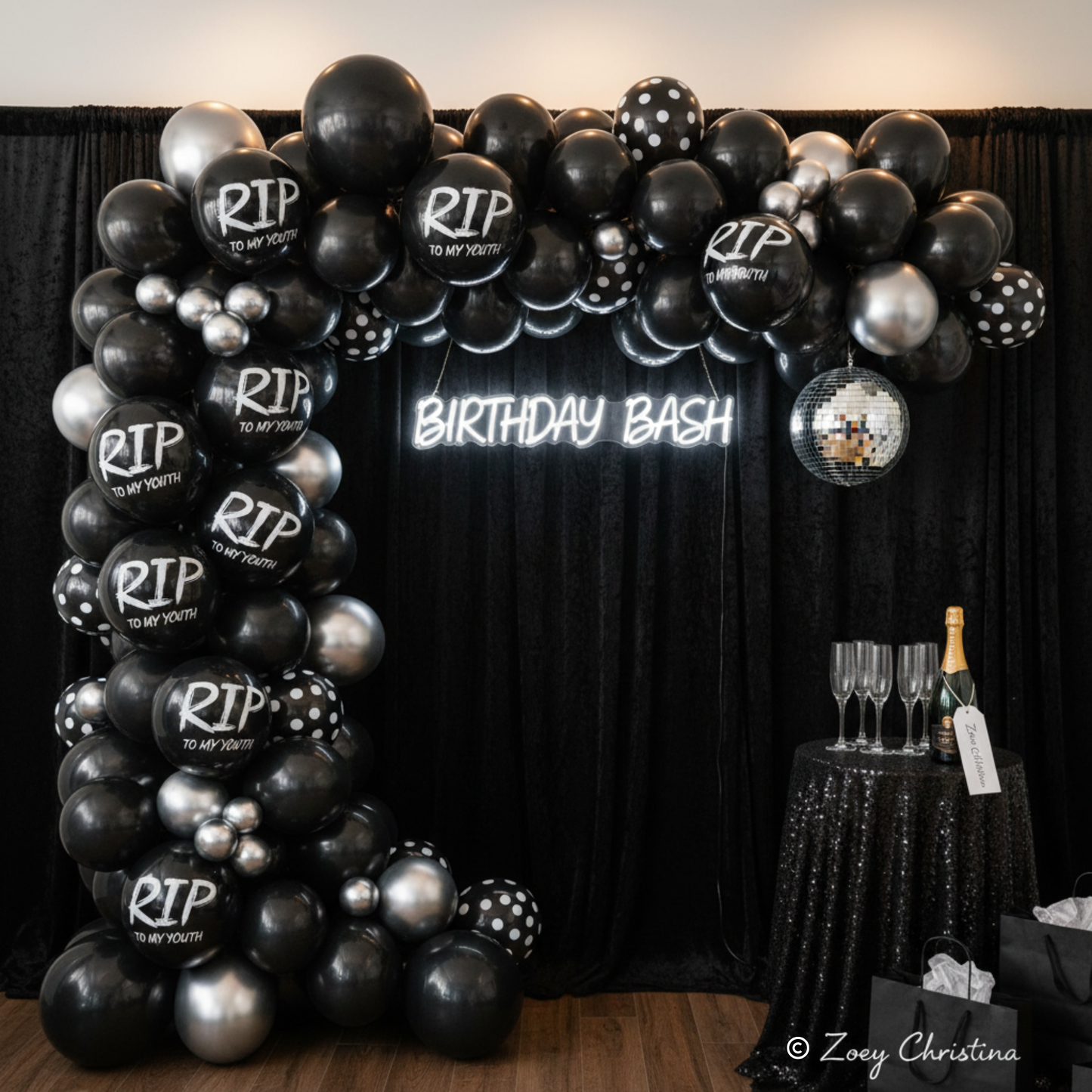 RIP to My Youth Black Latex Balloons – 12” Over-the-Hill & Spooky Birthday Decor