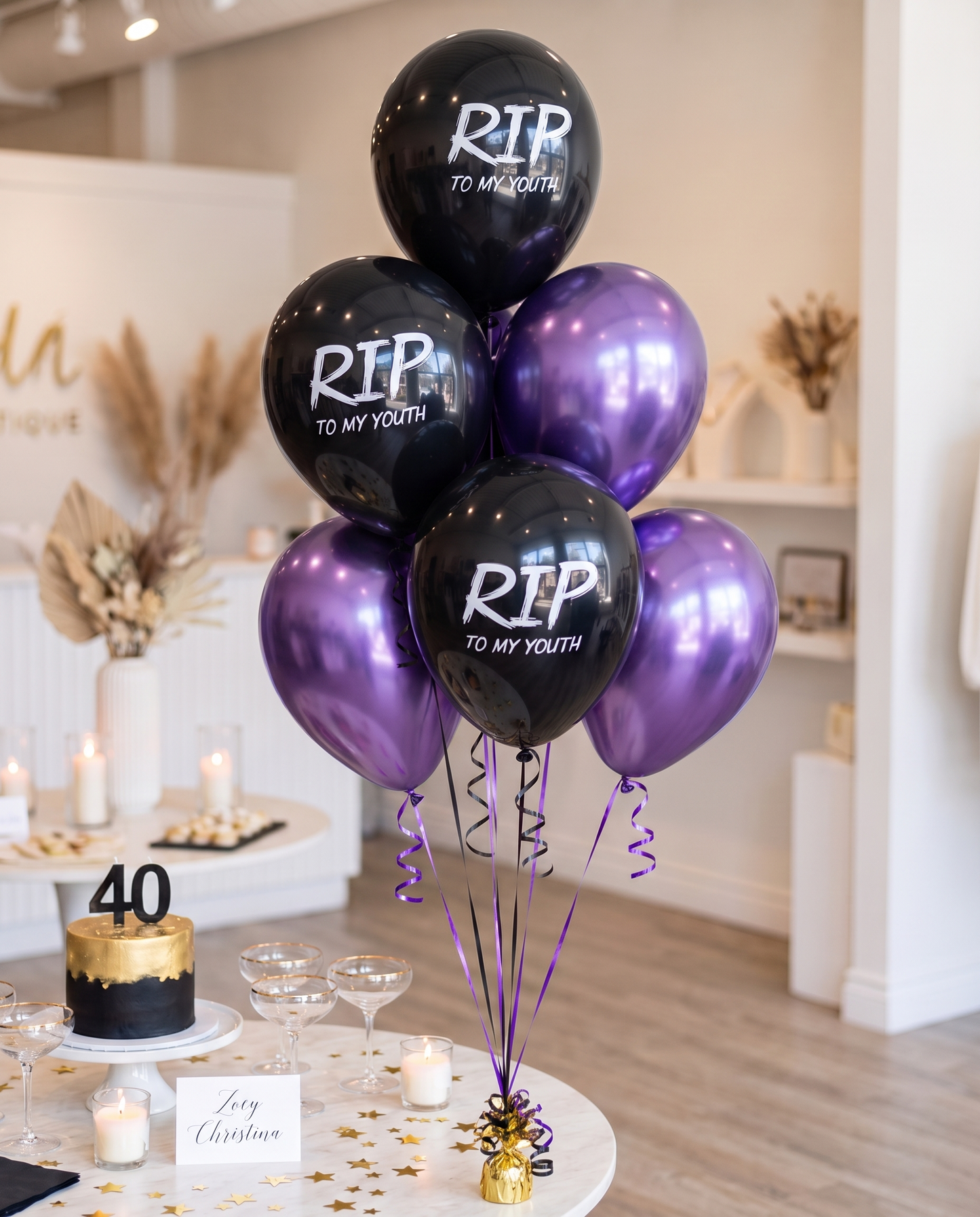 Multi Pack - Death to my 20s party decorations, Youth Twenties RIP Party, Black balloon bouquet, RIP to my youth Black balloon party for her