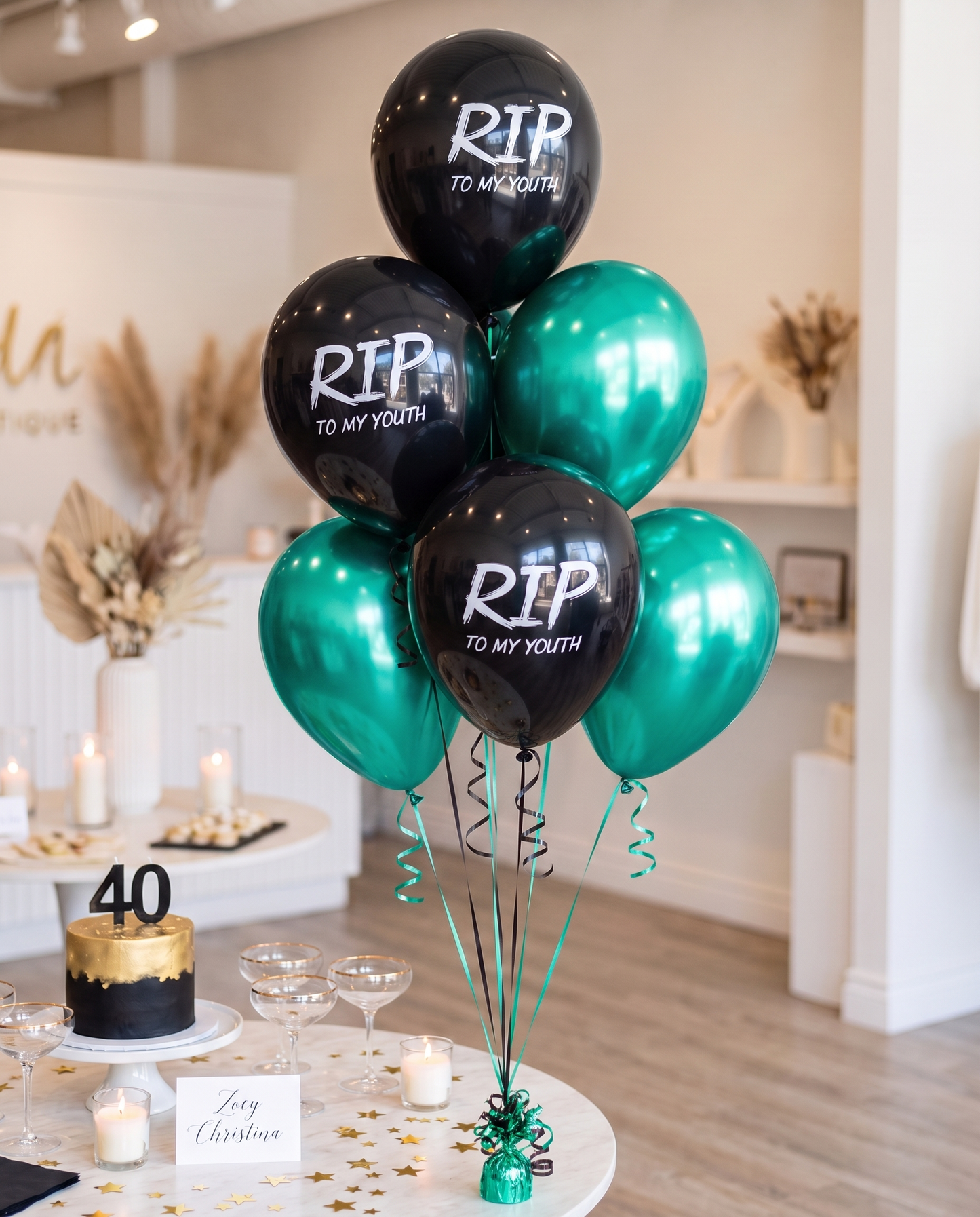 Multi Pack - Death to my 20s party decorations, Youth Twenties RIP Party, Black balloon bouquet, RIP to my youth Black balloon party for her