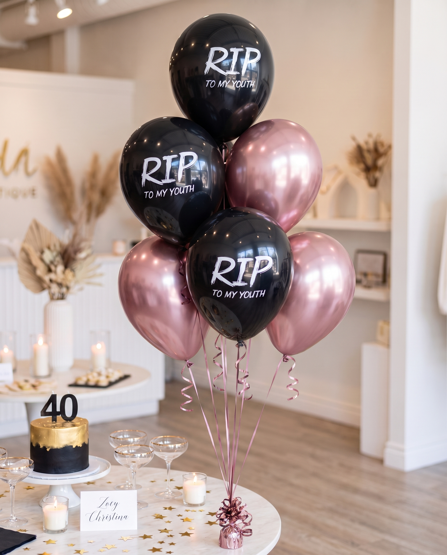Multi Pack - Death to my 20s party decorations, Youth Twenties RIP Party, Black balloon bouquet, RIP to my youth Black balloon party for her